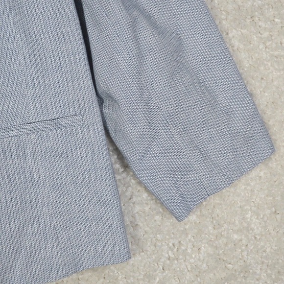 Talbots Womens Blazer 24W Blue White 2 Button Career Preppy Minimal Office - Picture 2 of 13